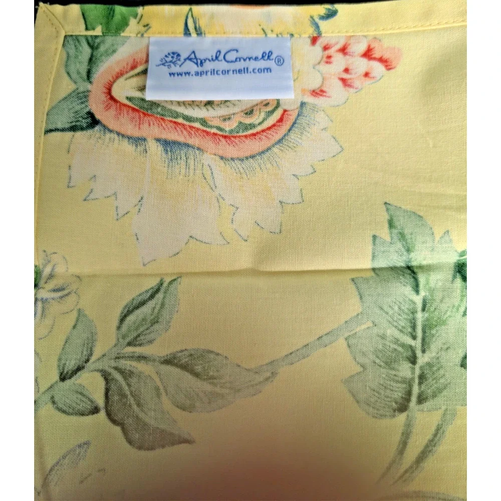 April Cornell Yellow Floral Napkins Set of 12 Orange Green Blue Older Pattern